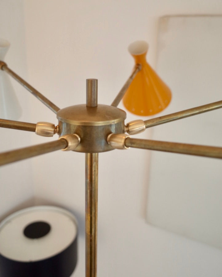 Italy 6 lights Brass Floor Lamp Midcentury stilnovo styler