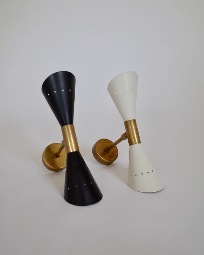 Italian Double Cone Sconces Brass Lamps