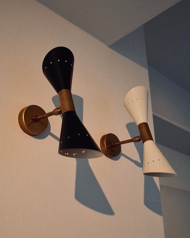 Italian Double Cone Sconces Brass Lamps