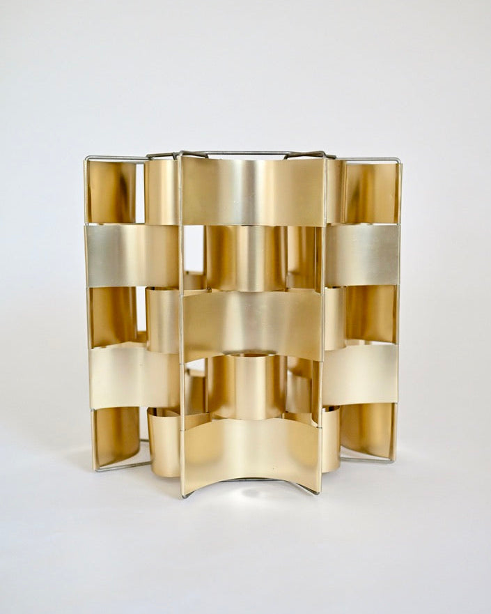 Max Sauze Rare Gold Aluminum Pendant Lamp, France, 1970s