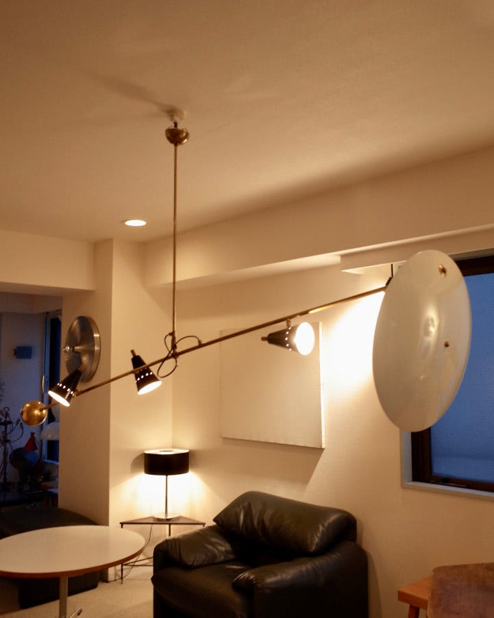 Italy Reflective Plate Brass Lamp Midcentury stilnovo styler