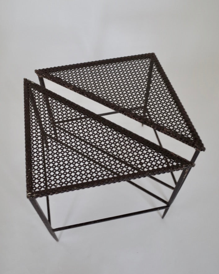 Mathieu Matégot triangular tables set 1950s