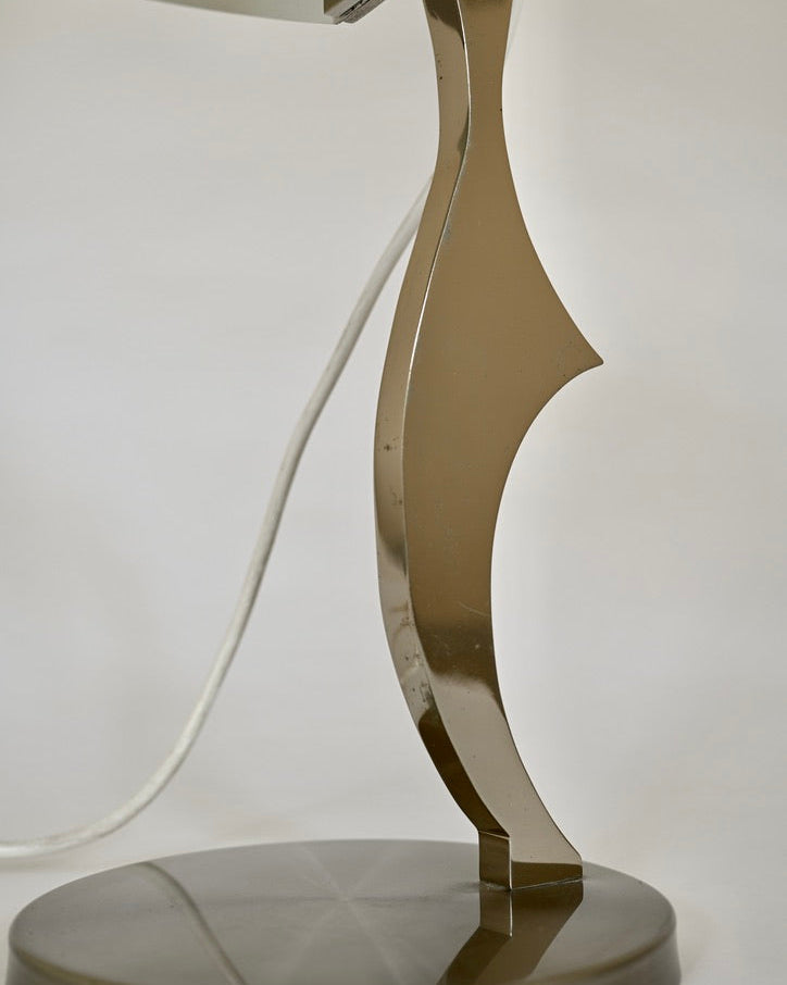 Henri Mathieu Chrome and Stainless Steel Table Lamp, France, 1970s