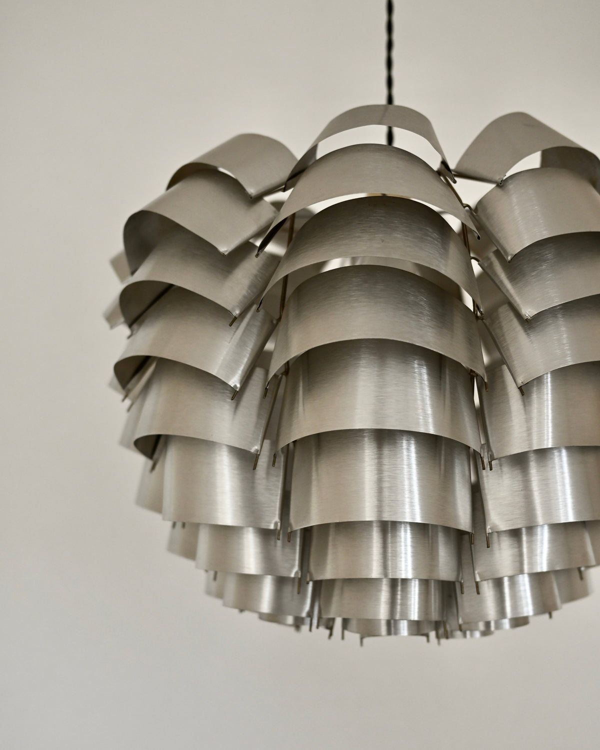 Max Sauze “Orion” Silver Aluminum Pendant Lamp, France, 1970s