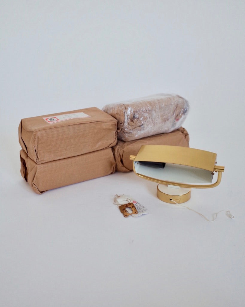 Jacques Biny Brass Appliqué Lamp 1950s Deadstock