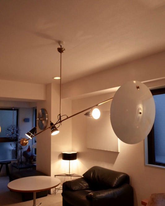 Italy Reflective Plate Brass Lamp Midcentury stilnovo styler