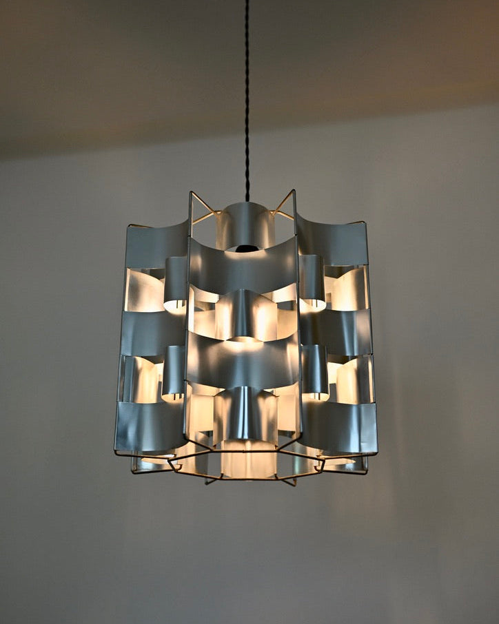 Max Sauze Aluminum Pendant Lamp, France, 1970s