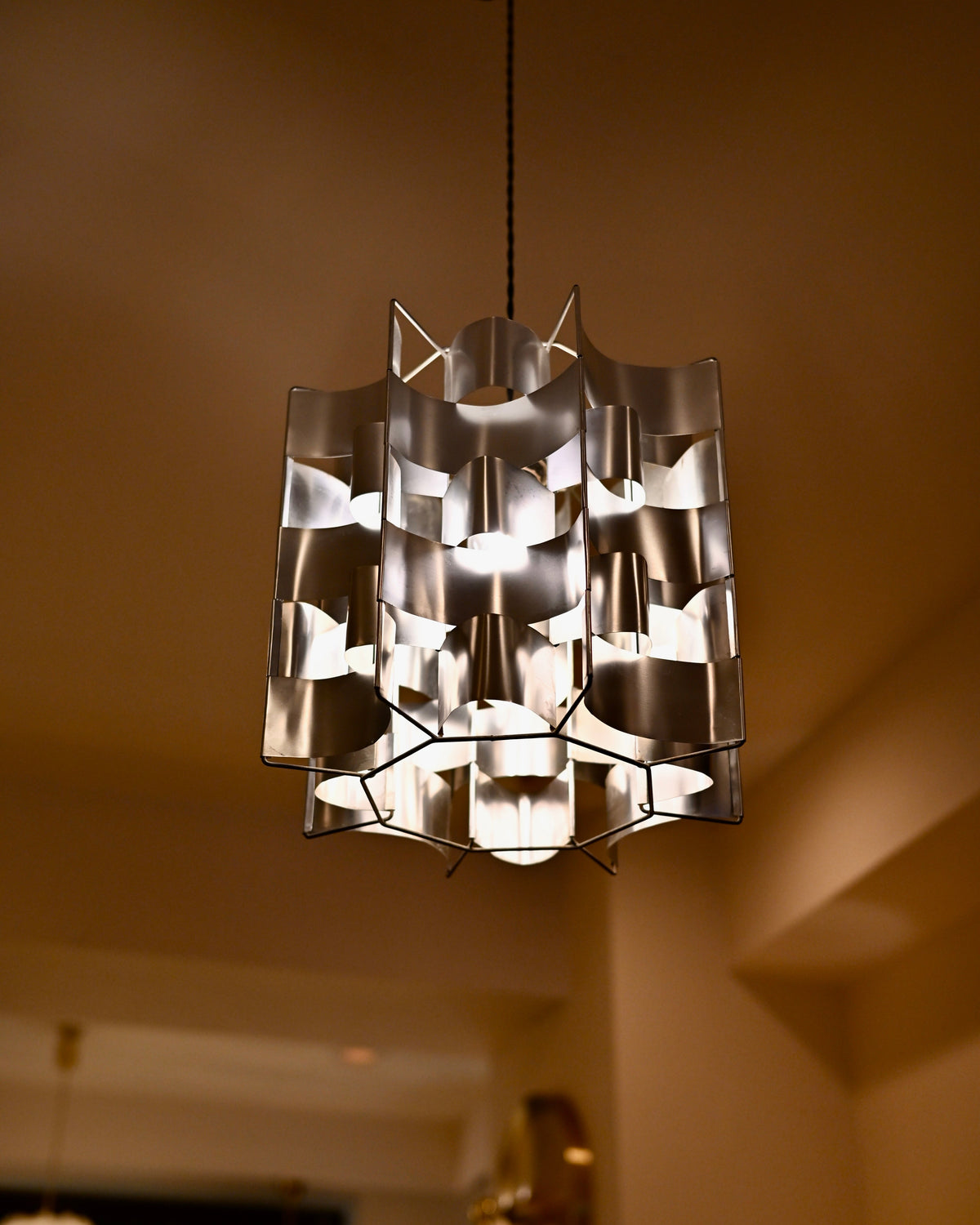 Max Sauze Aluminum Pendant Lamp, France, 1970s