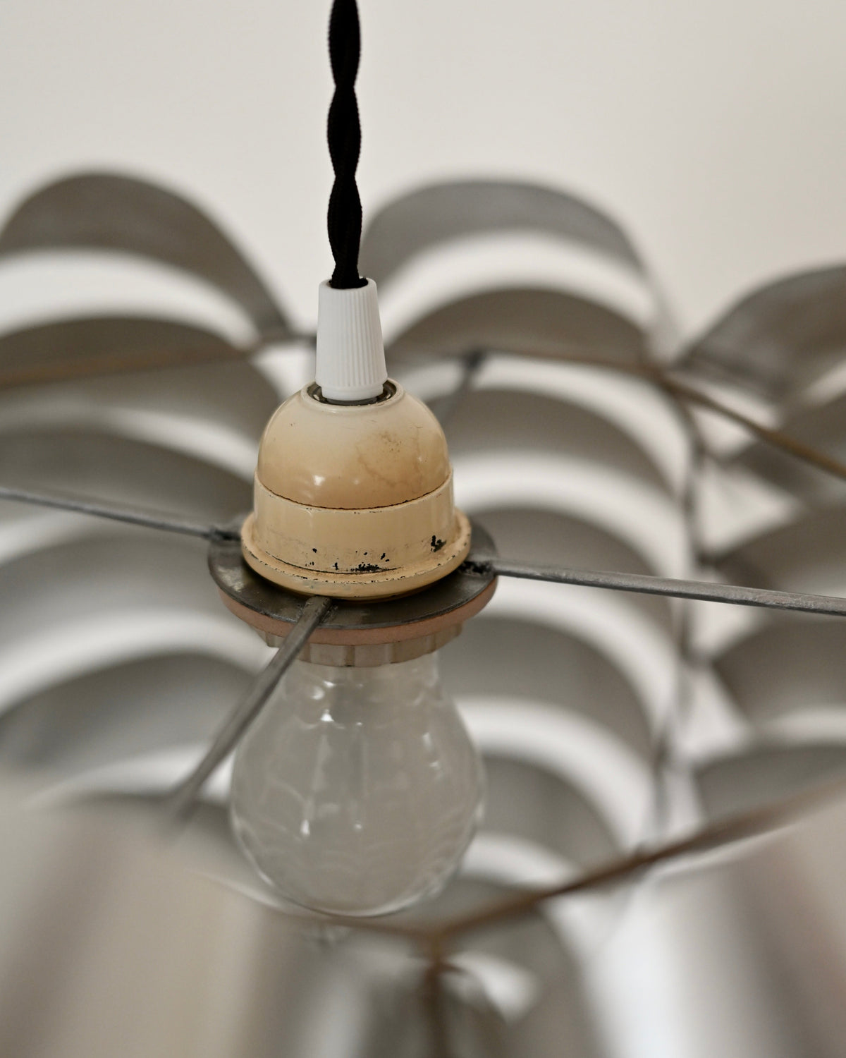 Max Sauze “Orion” Silver Aluminum Pendant Lamp, France, 1970s