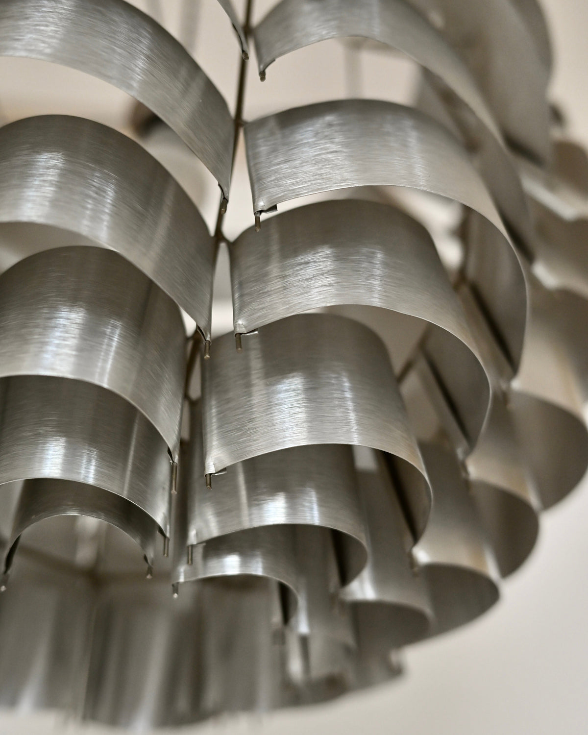 Max Sauze “Orion” Silver Aluminum Pendant Lamp, France, 1970s