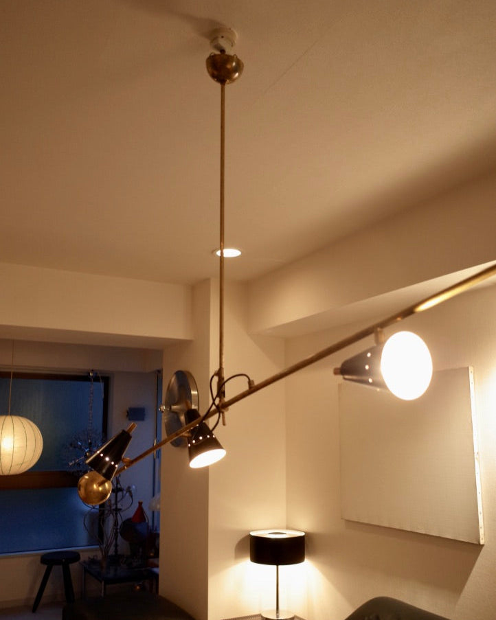 Italy Reflective Plate Brass Lamp Midcentury stilnovo styler