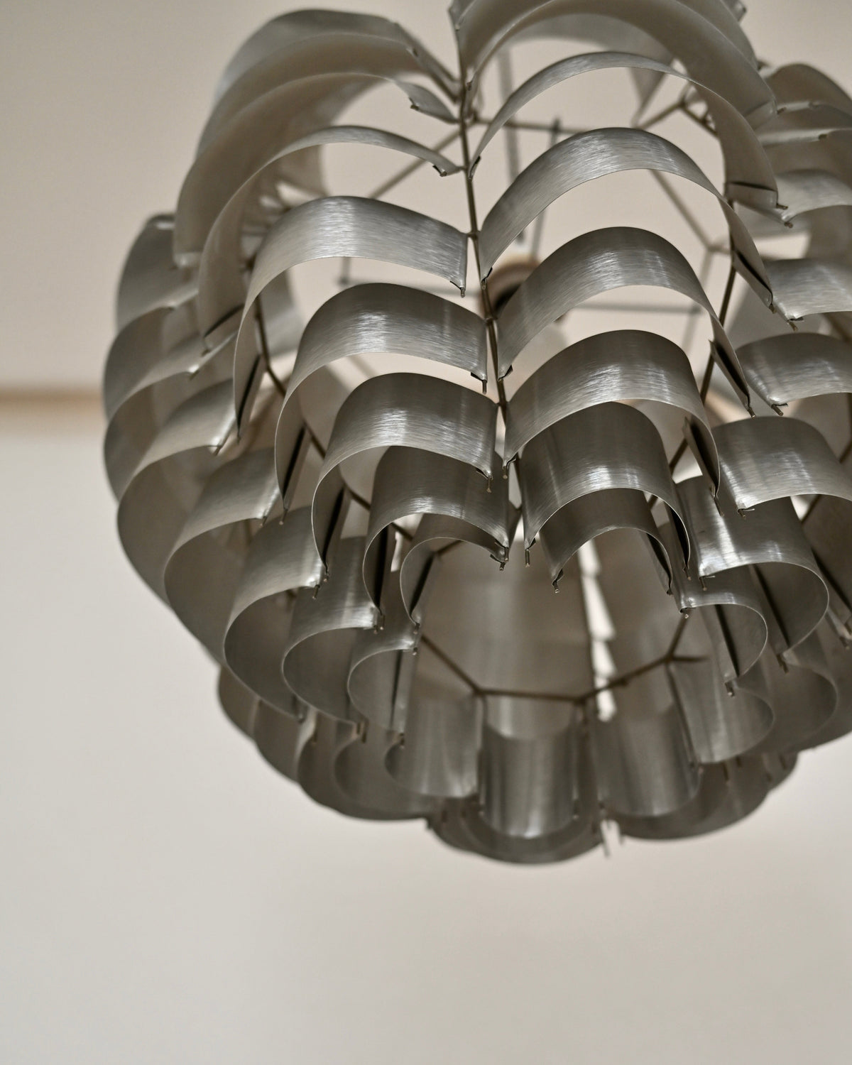 Max Sauze “Orion” Silver Aluminum Pendant Lamp, France, 1970s