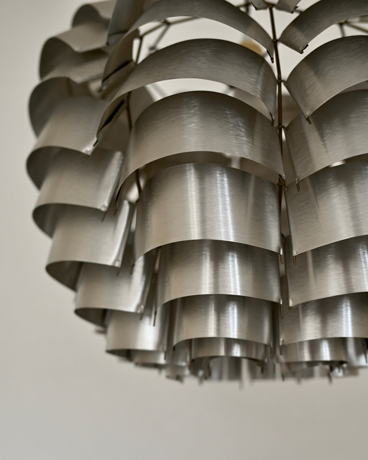 Max Sauze “Orion” Silver Aluminum Pendant Lamp, France, 1970s