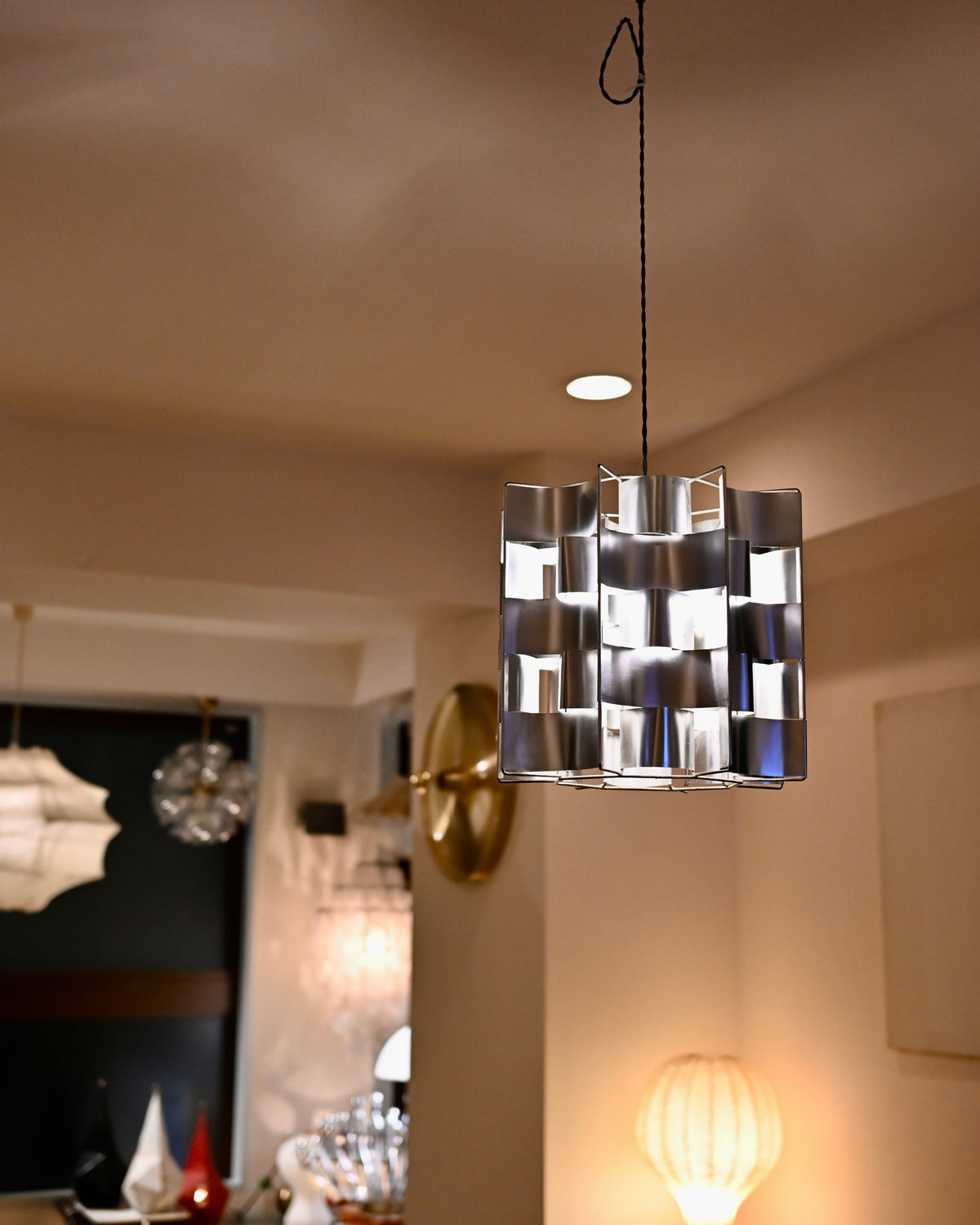 Max Sauze Aluminum Pendant Lamp, France, 1970s