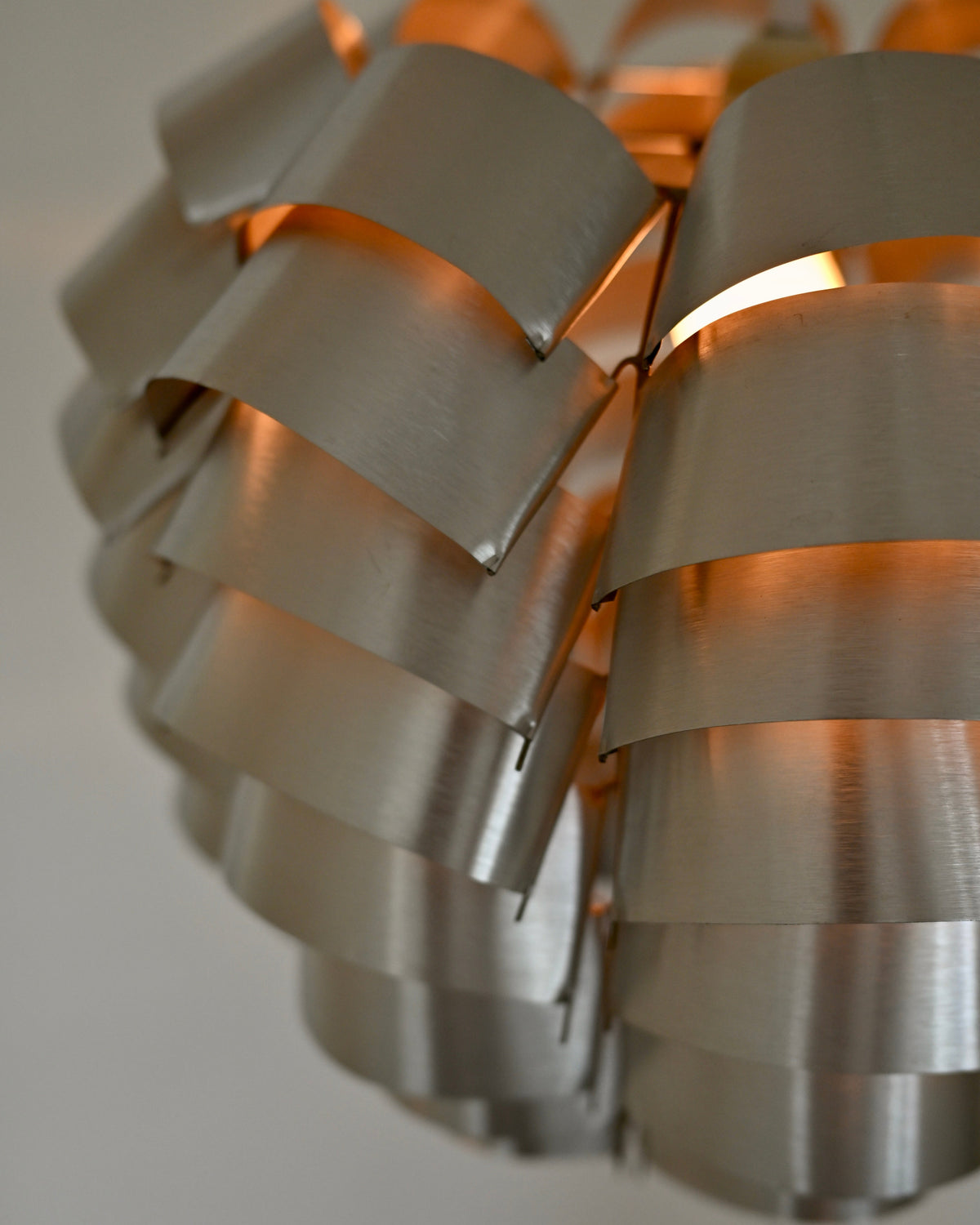 Max Sauze “Orion” Silver Aluminum Pendant Lamp, France, 1970s