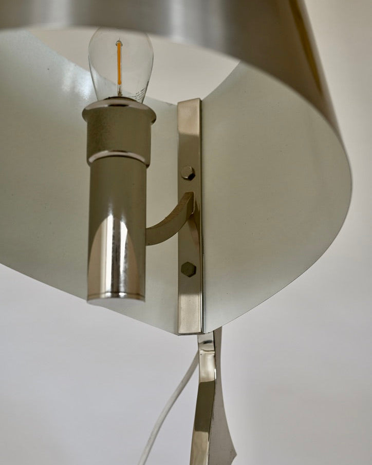 Henri Mathieu Chrome and Stainless Steel Table Lamp, France, 1970s