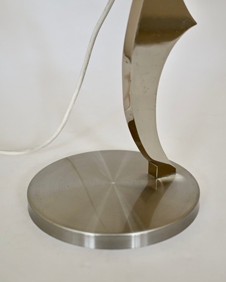 Henri Mathieu Chrome and Stainless Steel Table Lamp, France, 1970s