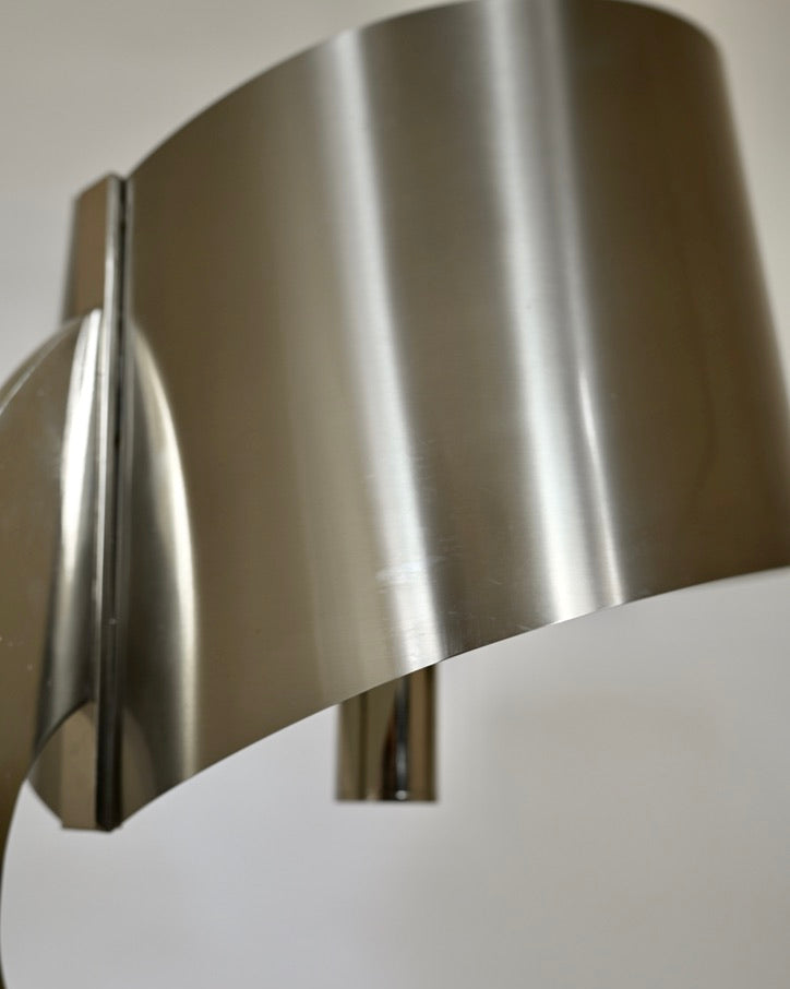 Henri Mathieu Chrome and Stainless Steel Table Lamp, France, 1970s