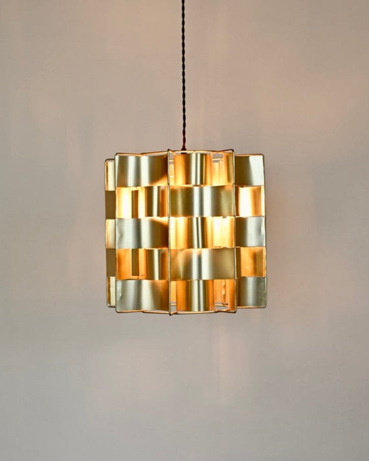 Max Sauze Rare Gold Aluminum Pendant Lamp, France, 1970s
