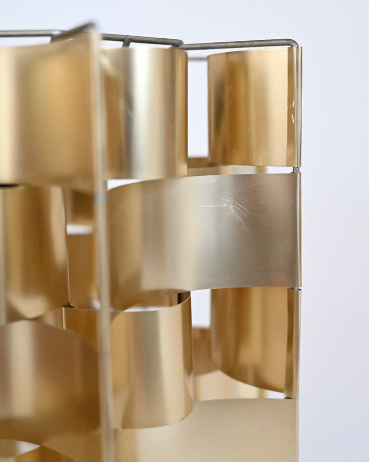 Max Sauze Rare Gold Aluminum Pendant Lamp, France, 1970s
