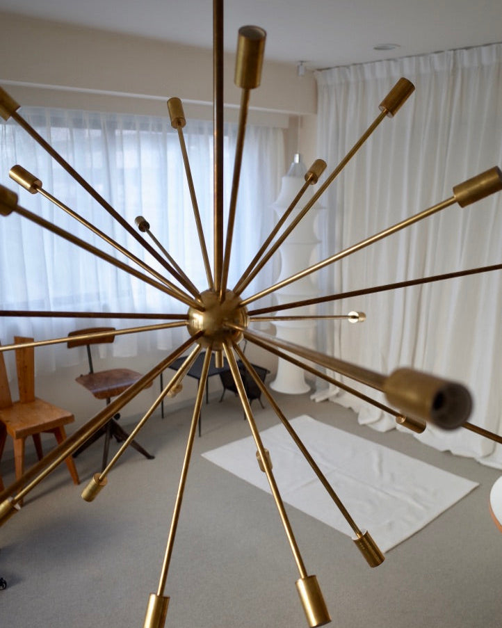 Italy Big brass sputnik chandelier stilnovo styler