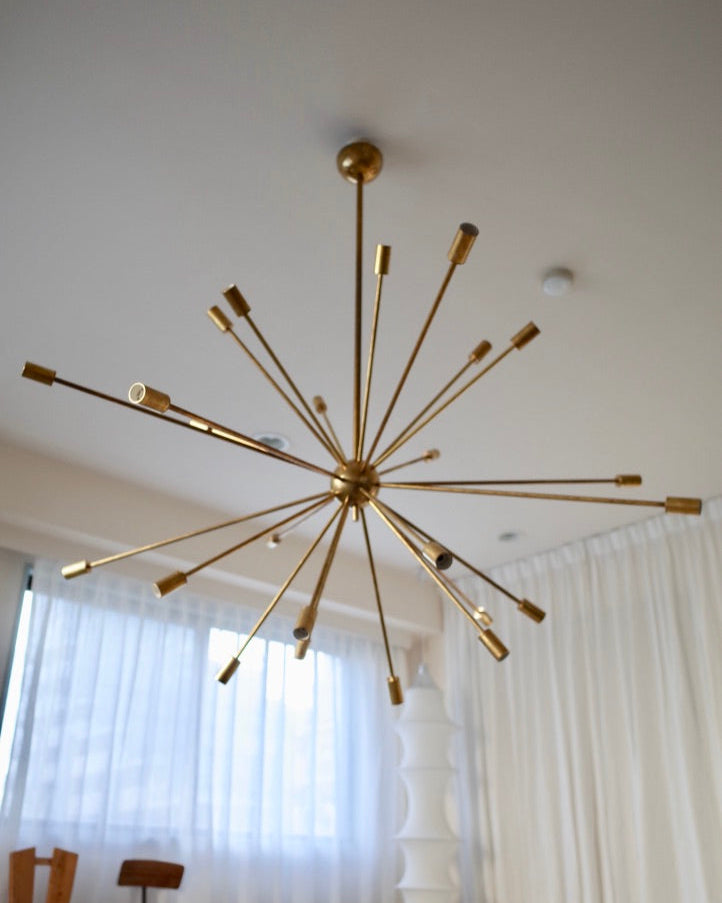 Italy Big brass sputnik chandelier stilnovo styler