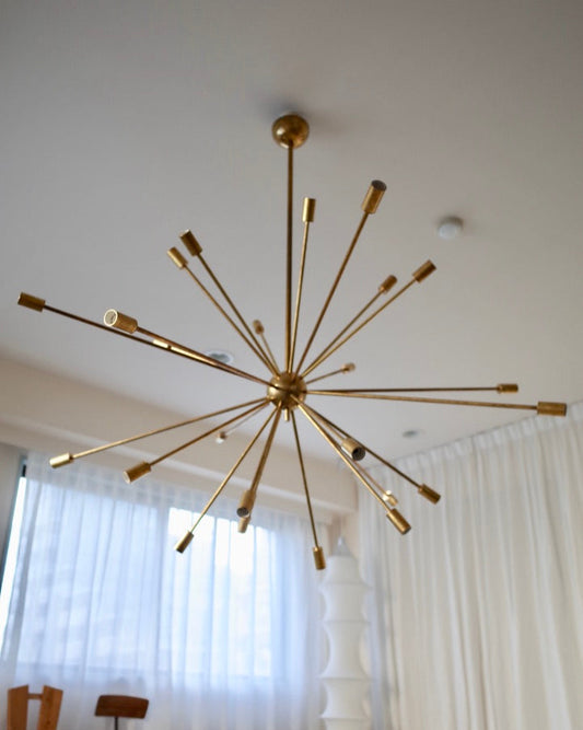 Italy Big brass sputnik chandelier stilnovo styler