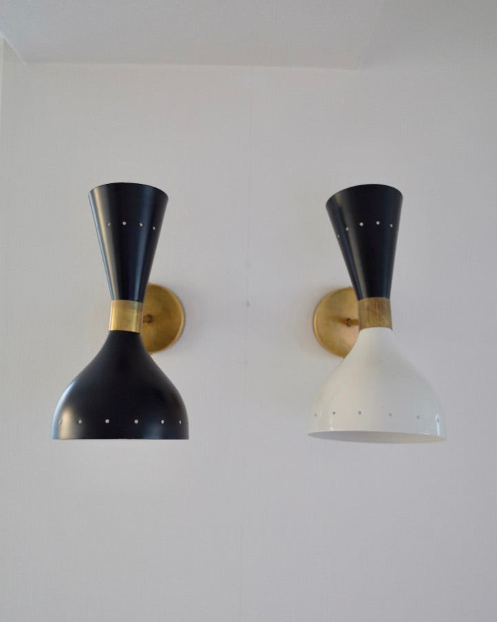 Italian Double Cone Sconces Brass Lamps
