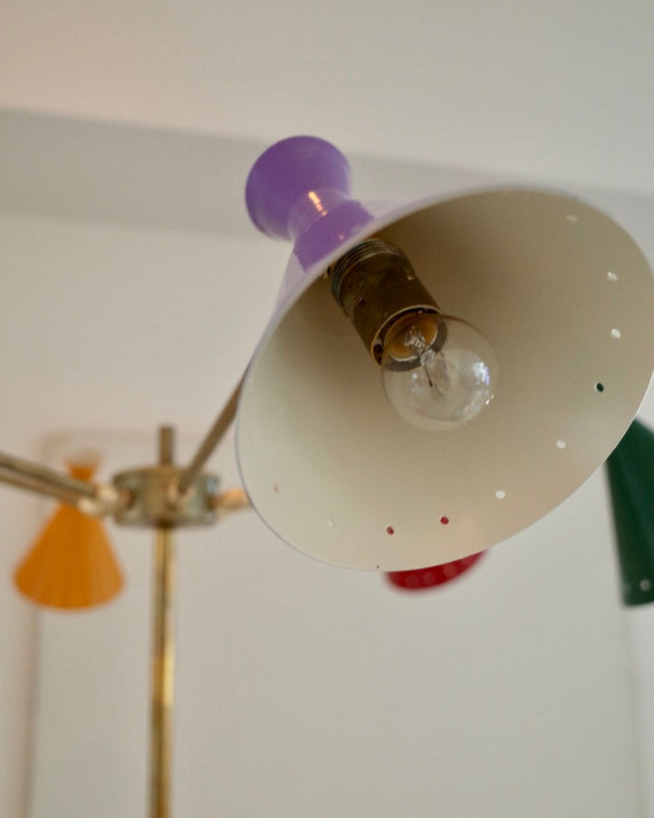 Italy 6 lights Brass Floor Lamp Midcentury stilnovo styler