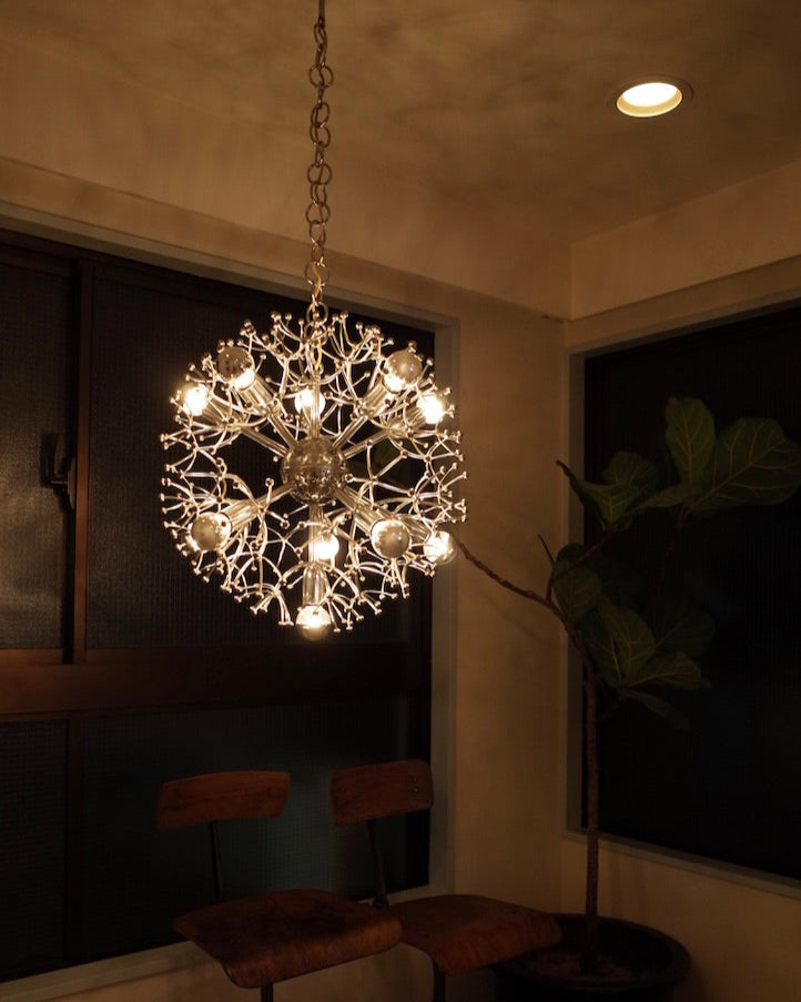 Gaetano Sciolari sputnik chandelier Chrome plated brass  Italy 1970s