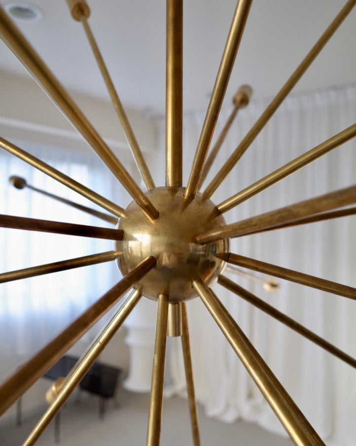 Italy Big brass sputnik chandelier stilnovo styler