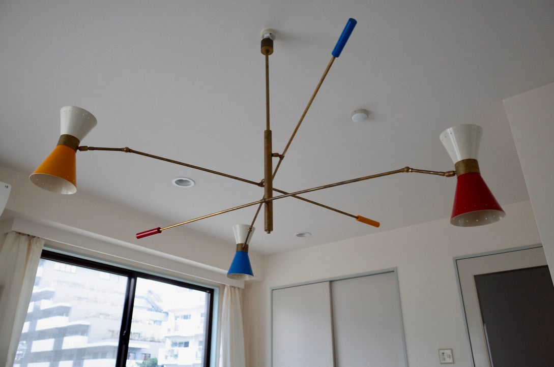 Italy 3Arms Chandelier Brass Lamp