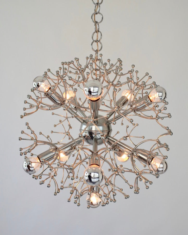 Gaetano Sciolari sputnik chandelier Chrome plated brass  Italy 1970s