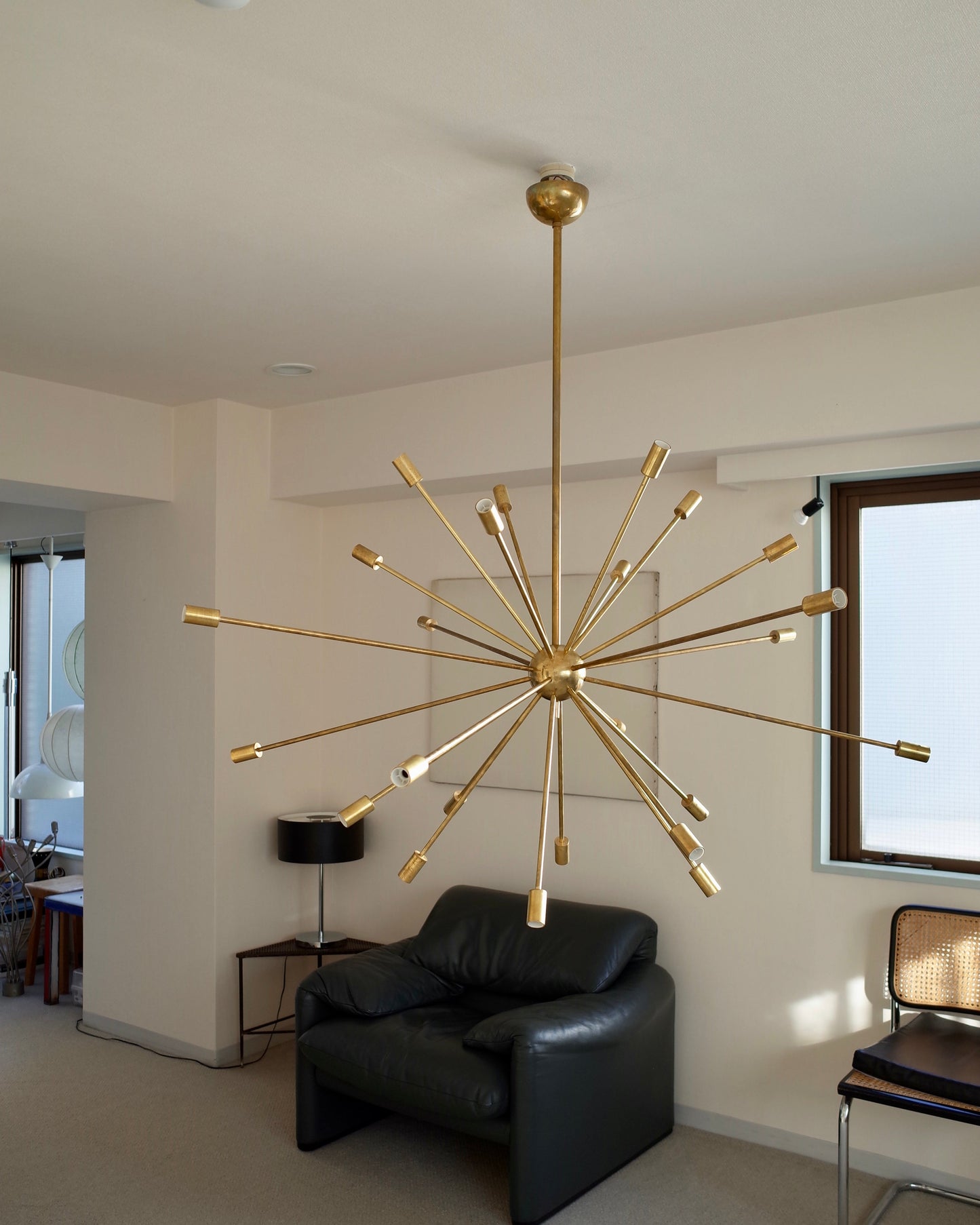 Italy Big brass sputnik chandelier stilnovo styler