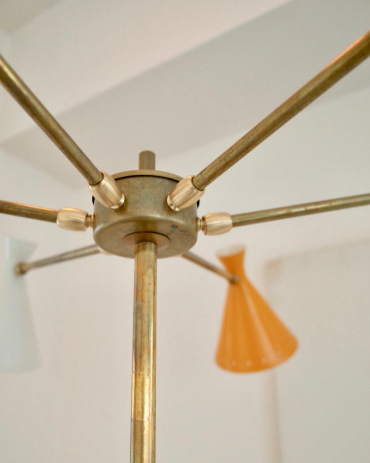 Italy 6 lights Brass Floor Lamp Midcentury stilnovo styler