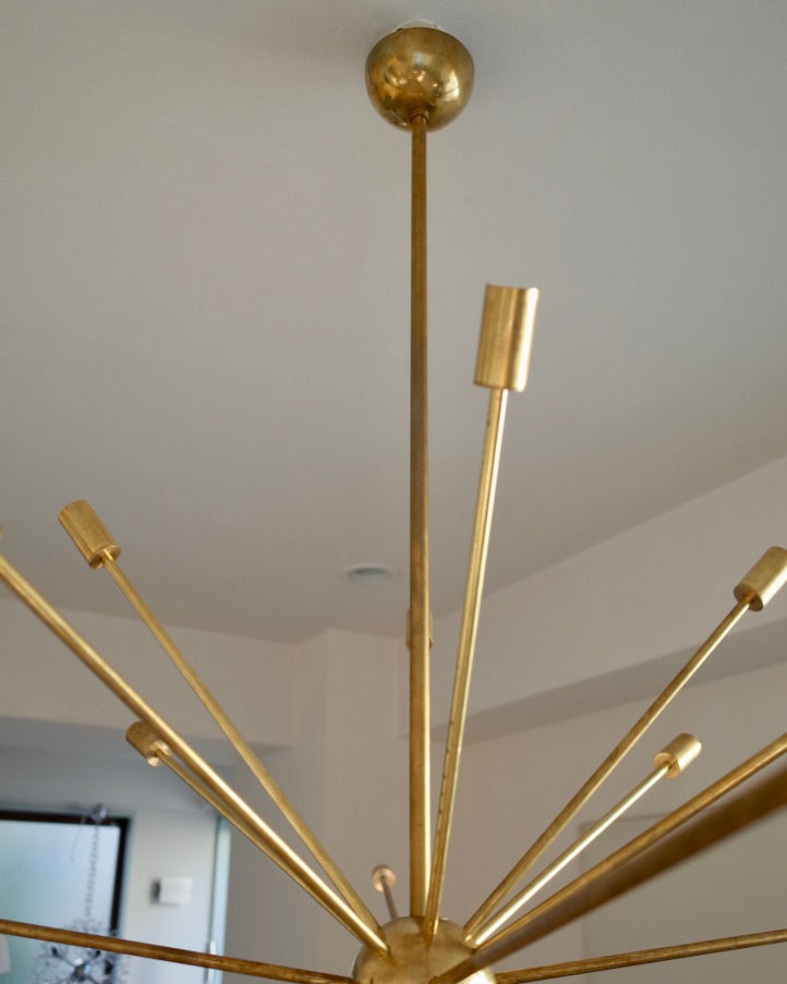 Italy Big brass sputnik chandelier stilnovo styler