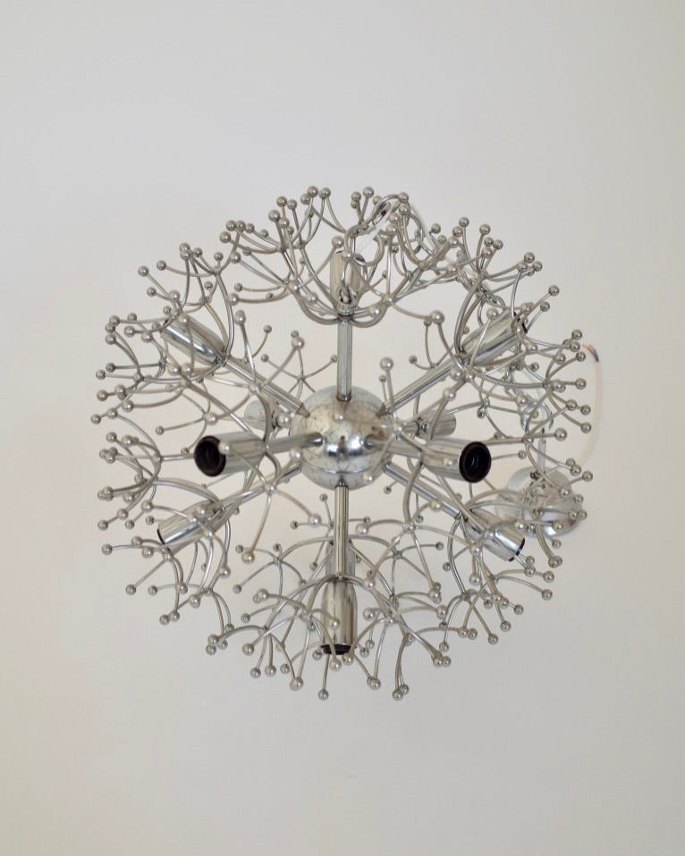 Gaetano Sciolari sputnik chandelier Chrome plated brass  Italy 1970s