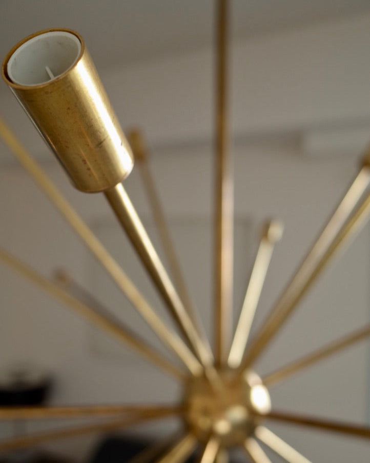 Italy Big brass sputnik chandelier stilnovo styler